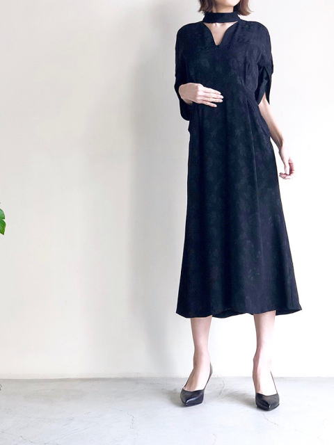 mame Flower Willow Volume Sleeves Dress - ワンピース