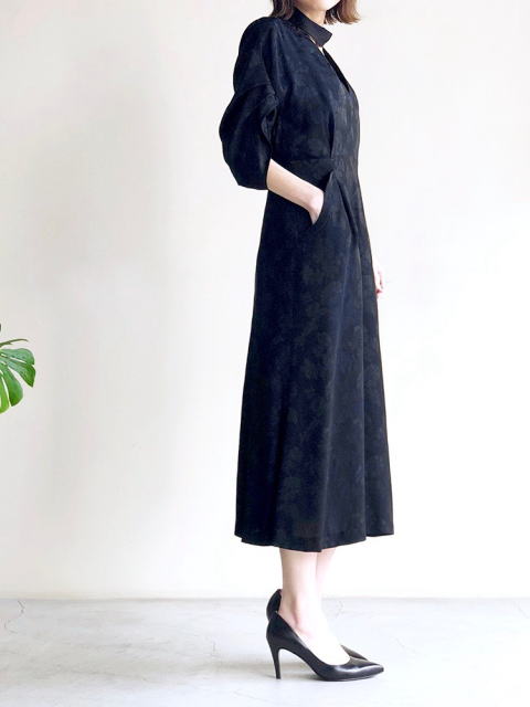 mame Flower Willow Volume Sleeves Dress - ワンピース