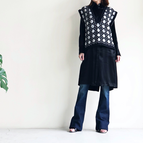 【未使用】mame kurogouchi 2017SS ガウン Mame Kurogouchi マメクロゴウチ Curtain Lace Drawstring Waist
