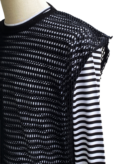 JUNYA WATANABE メッシュ ブラック タンクトップ M JUNYA WATANABE メッシュ ブラック タンクトップ M メッシュ×レザー