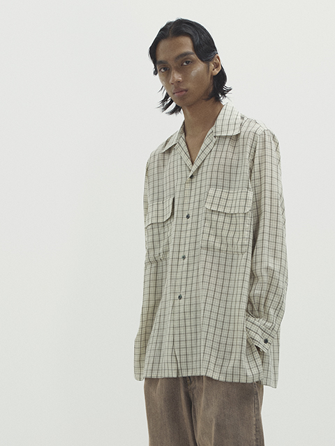 24SS YOKE ヨーク　夏着れる　オープンカラーシャツ　チェック ブラードオンブレプレイドオープンカラーシャツ - ヨーク