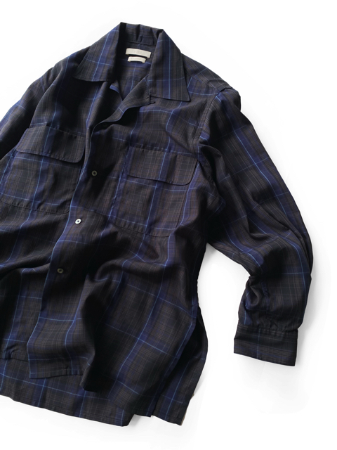 24SS YOKE ヨーク　夏着れる　オープンカラーシャツ　チェック ブラードオンブレプレイドオープンカラーシャツ - ヨーク