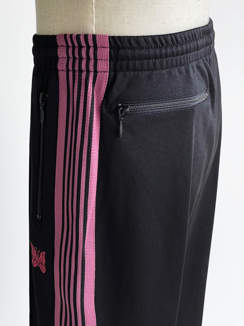 【美品】LQ229 ストレート　M ブラック　ピンク　ニードルズ　needles NEEDLES Track Pants Straight Black x Pink lines LQ229 Size-S