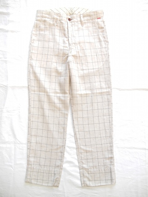 yANACHRONORMz -AiNm[- Linen Check Tapered Trousers