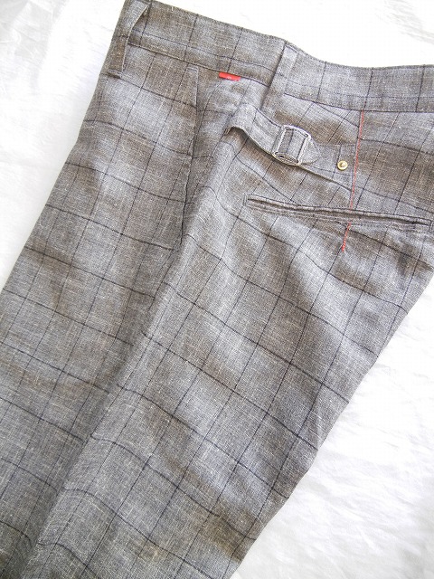 yANACHRONORMz -AiNm[- Linen Check Tapered Trousers